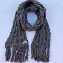 Cachecol de Tricô Para Meninos Com Franja Cinza Escuro