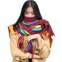 Cachecol Dupla Face Versátil - Imitação Cashmere Arco-Íris