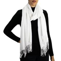 Cachecol Echarpe Pashmina Xale Longo Frio Charme Branco