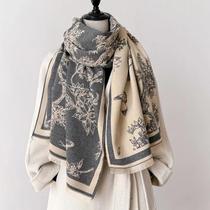 Cachecol Feminino Com Estampa Floral Em Imitação De Cashmere, Xale Quente E Grosso Para O Inverno,