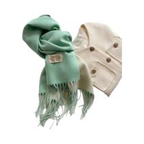 Cachecol Feminino De Caxemira Quente Para Inverno, Estilo Coreano, Tricotado, Cor Sólida, Dupla