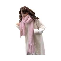 Cachecol Feminino De Inverno Em Cashmere Macio Com Franjas Longas, Cor Sólida, Quente, Estilo Xale