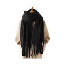 Cachecol Feminino De Inverno Em Cashmere Sintético, Quente, Grosso, Macio, Com Franjas, Estilo