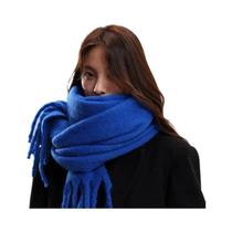Cachecol Feminino De Inverno Quente Com Borlas Longas De Mohair, Xale Grosso De Cor Sólida Para