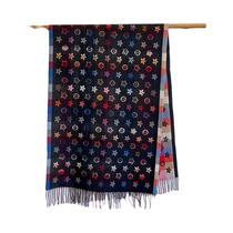 Cachecol Feminino De Inverno Quente Com Estampa Floral Em Cashmere Sintético, Xale Confortável Dupla