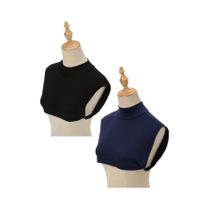 Cachecol Feminino de Inverno Quente com Gola Falsa Destacável de Cor Sólida e Gola Alta da Moda