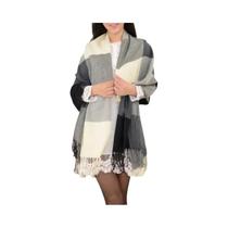 Cachecol Feminino De Inverno Quente E Grosso Com Padrão Xadrez Imitação Cashmere, Xale Da Moda Para