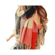 Cachecol Feminino De Inverno Quente E Grosso Com Padrão Xadrez Imitação Cashmere, Xale Da Moda Para