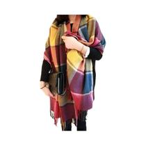 Cachecol Feminino De Inverno Quente E Grosso Com Padrão Xadrez Imitação Cashmere, Xale Da Moda Para