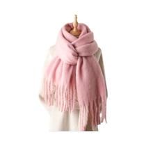 Cachecol Feminino De Inverno Quente E Grosso, Pashmina De Cor Sólida Com Borlas Longas, Hijab,