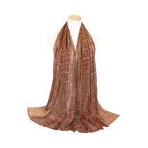Cachecol Feminino Elegante Leve Com Lurex E Glitter, Xale Brilhante Com Lantejoulas 180x65cm,