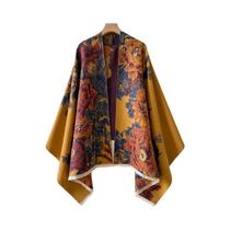 Cachecol Feminino Estampado Floral Em Imitação De Caxemira, Quente, Estilo Étnico, Elegante E À