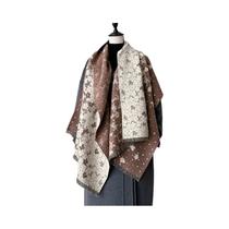 Cachecol Feminino Floral de Dois Lados - Pashmina de Caxemira Engrossada para Inverno