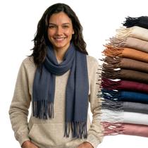 Cachecol Feminino Pashmina Xale Tipo Manta Toque Macio Com Franjas 180x70cm - Cinza