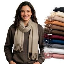 Cachecol Feminino Pashmina Xale Tipo Manta Toque Macio Com Franjas 180x70cm -