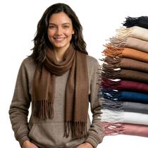 Cachecol Feminino Pashmina Xale Tipo Manta Toque Macio Com Franjas 180x70cm -