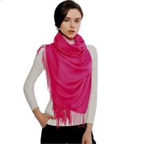 Cachecol Feminino Pashmina Xale Tipo Manta Toque Macio Com Franjas 180x70cm