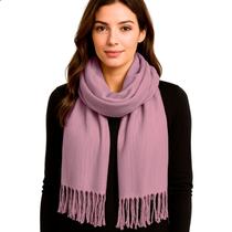 Cachecol Feminino Pashmina Xale Tipo Manta Toque Macio Com Franjas 180x70cm