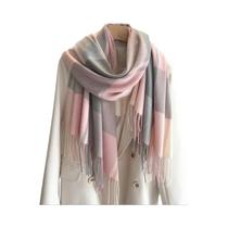 Cachecol Feminino Quente De Cashmere Xadrez, Xale De Viagem De Inverno, Pashmina Grossa Com Borlas