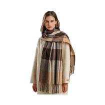 Cachecol Feminino Quente De Cashmere Xadrez, Xale De Viagem De Inverno, Pashmina Grossa Com Borlas Cachecol Feminino Quente De Cashmere Xadrez, Xale De Viagem De Inverno, Pashmina Grossa Com Borlas