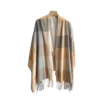 Cachecol Feminino Quente De Cashmere Xadrez, Xale De Viagem De Inverno, Pashmina Grossa Com Borlas