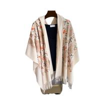Cachecol Feminino Quente De Caxemira, Moda Inverno, Bordado, Pashmina, Xale Grosso, Lenço De Pescoço