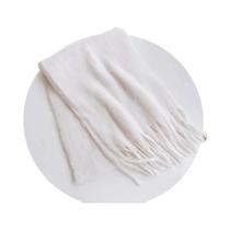 Cachecol Feminino Rosa Quente De Cashmere Grosso E Macio, Manta Pashmina Longa Com Franjas Grandes