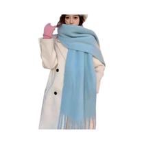 Cachecol Feminino Rosa Quente De Caxemira, Manta Grossa E Macia De Pashmina, Xale Longo Com Borlas