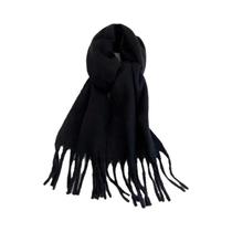 Cachecol Feminino Rosa Quente De Caxemira, Manta Grossa E Macia De Pashmina, Xale Longo Com Borlas