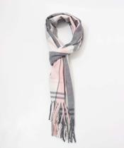 Cachecol Feminino Tricô Xadrez Marisa Cinza-56119