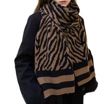 Cachecol Feminino Vintage com Estampa de Zebra