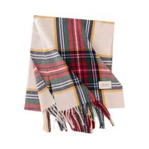 Cachecol Feminino Xadrez Vermelho De Natal, Xale Quente Versátil De Inverno Estilo Coreano