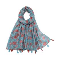 Cachecol Floral De Viscose Para Mulheres 180x90cm, Pashmina Fina Para Primavera E Verão