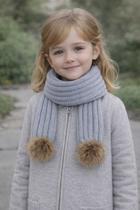 Cachecol Infantil Unissex com Pompom Tricot Lã Inverno Frio