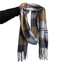 Cachecol Lenço Echarpe Feminino E Masculino Para Inverno Em Xadrez Poliéster Macio Com Franjas