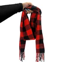Cachecol Lenço Echarpe Feminino E Masculino Para Inverno Em Xadrez Poliéster Macio Com Franjas