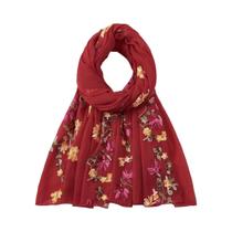 Cachecol Longo De Algodão E Linho Bordado Para Mulheres, Estilo Coreano, Floral, Dupla Face, Outono