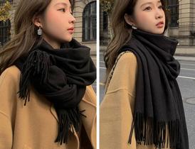 Cachecol Longo Feminino Estilo Cashmere Cor Lisa