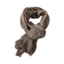 Cachecol Masculino De Algodão E Linho Listrado, Quente Para Outono E Inverno, Pashmina Com Franjas