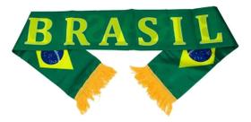 Cachecol Taimes Brasil Verde Poliéster Com Franjas