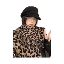 Cachecol Triangular Com Estampa De Leopardo Para Mulheres, Quente E Estiloso, Mistura De Lã, Estilo Cachecol Triangular Com Estampa De Leopardo Para Mulheres, Quente E Estiloso, Mistura De Lã, Estilo