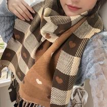Cachecol Xadrez de Tricô Dupla Face Elegante Moda Feminina Quente Toque Macio Inverno Xale de Lã Casual Cachecol Xadrez de Tricô Dupla Face Elegante Moda Feminina Quente Toque Macio Inverno Xale de Lã Casual