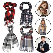 Cachecol Xadrez Inverno Kit com 4 Echarpe Quentinho Unissex Estilosos e Confortáveis