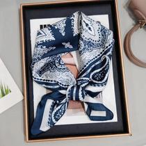 Cachecol Xale Feminino 70cm - Estampa Floral Retro em Imitação de Seda