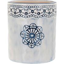 Cachepô 16X13X13Cm Cerâmica Azul Cachepô 16X13X13Cm Cerâmica Azul