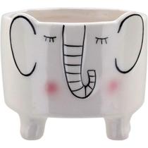 Cachepô 8X9X9Cm Cerâmica Branco Elefante