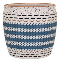 CACHEPÔ CERÂMICA 14x13x13cm AZUL VASO DECORATIVO PLANTA