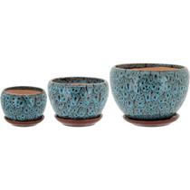Cachepô cerâmica azul 3pç - NH