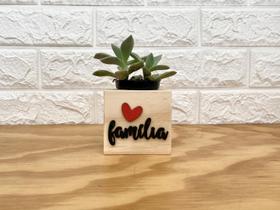 Cachepô Cubo Madeira Família Cachepô Cubo Madeira Família