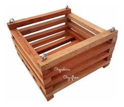 Cachepô De Madeira Quadrado Rústico Para Plantas E Orquídeas Médio Plantador Vaso Tamanho M